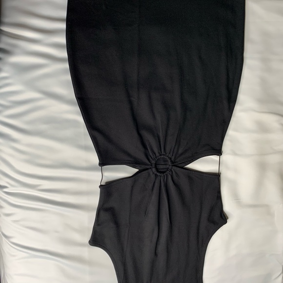 Black Stretch Fitted Mini Turtleneck Dress - Picture 2 of 8